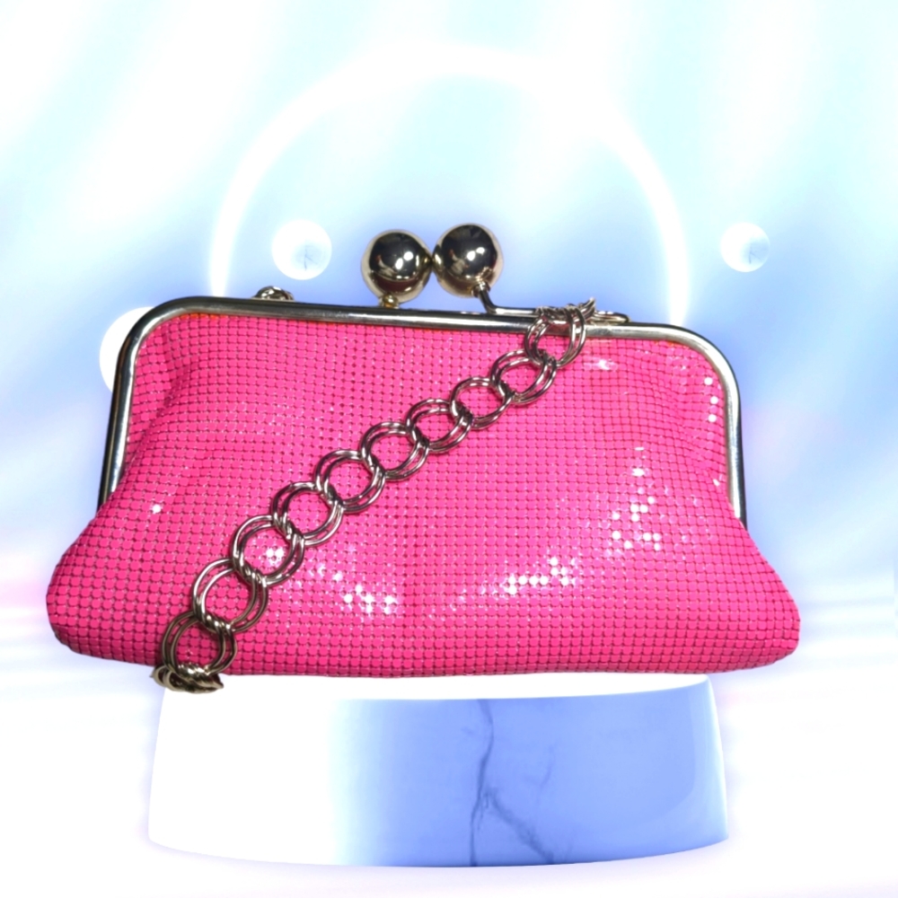* New "ALDO Evening Hot Pink Metallic Clutch  Bag Chain Strap